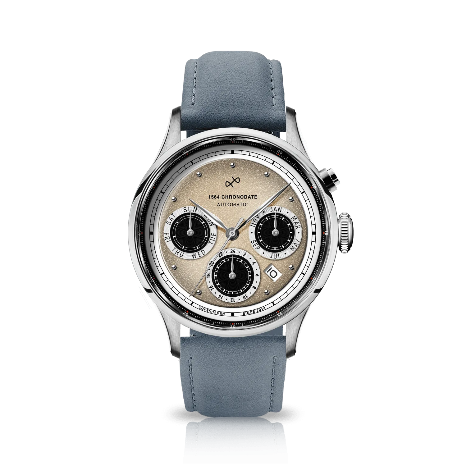 1564 Chronodate Automatic, Steel / Off White