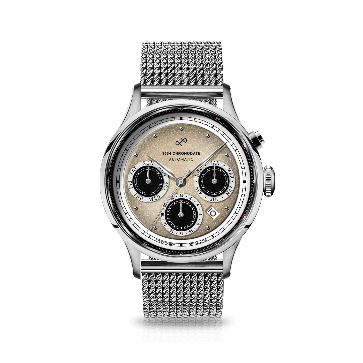 1564 Chronodate Automatic, Steel / Off White
