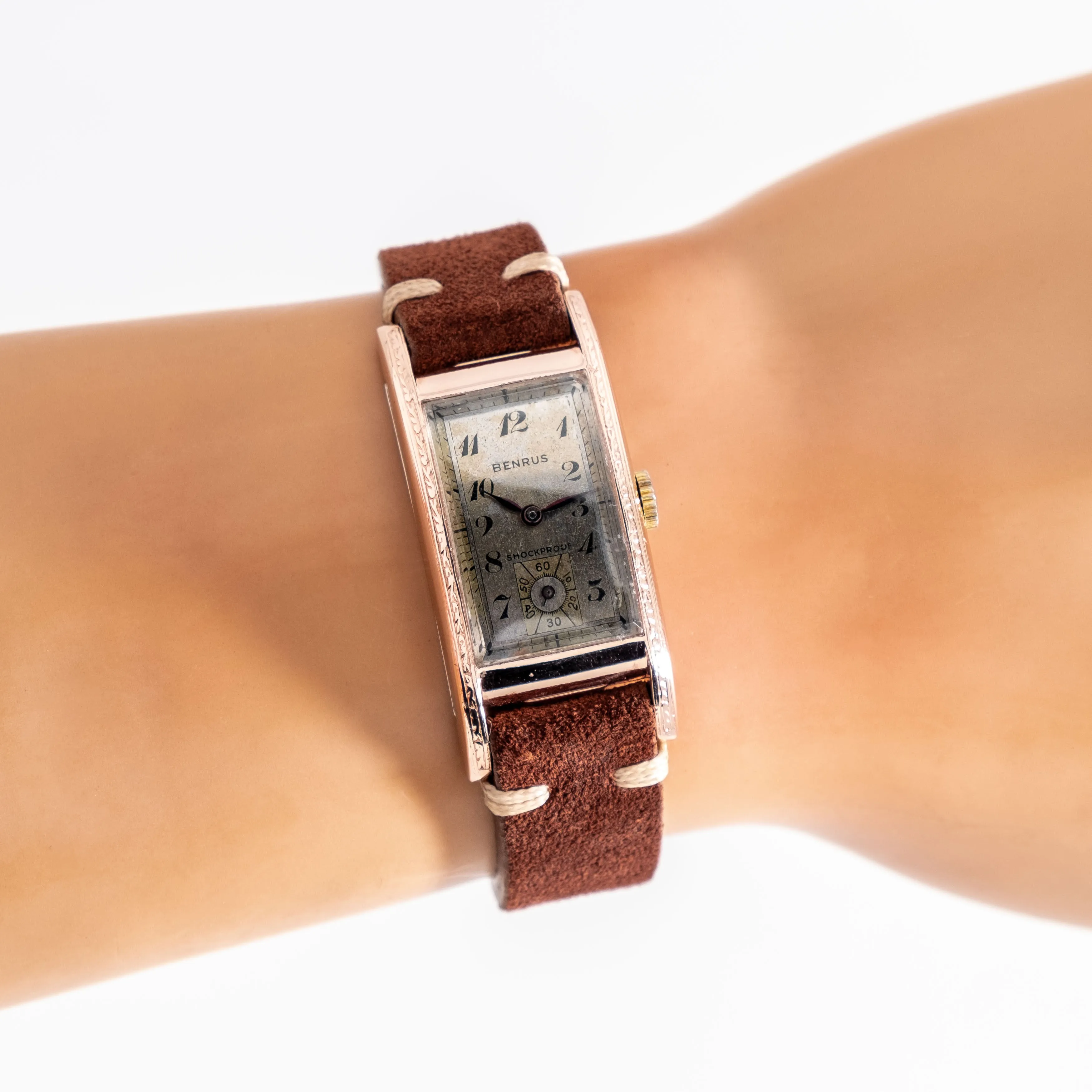 1940's Vintage Benrus "Curvex" Style 14k Rose Gold Plated Watch (# 15210)