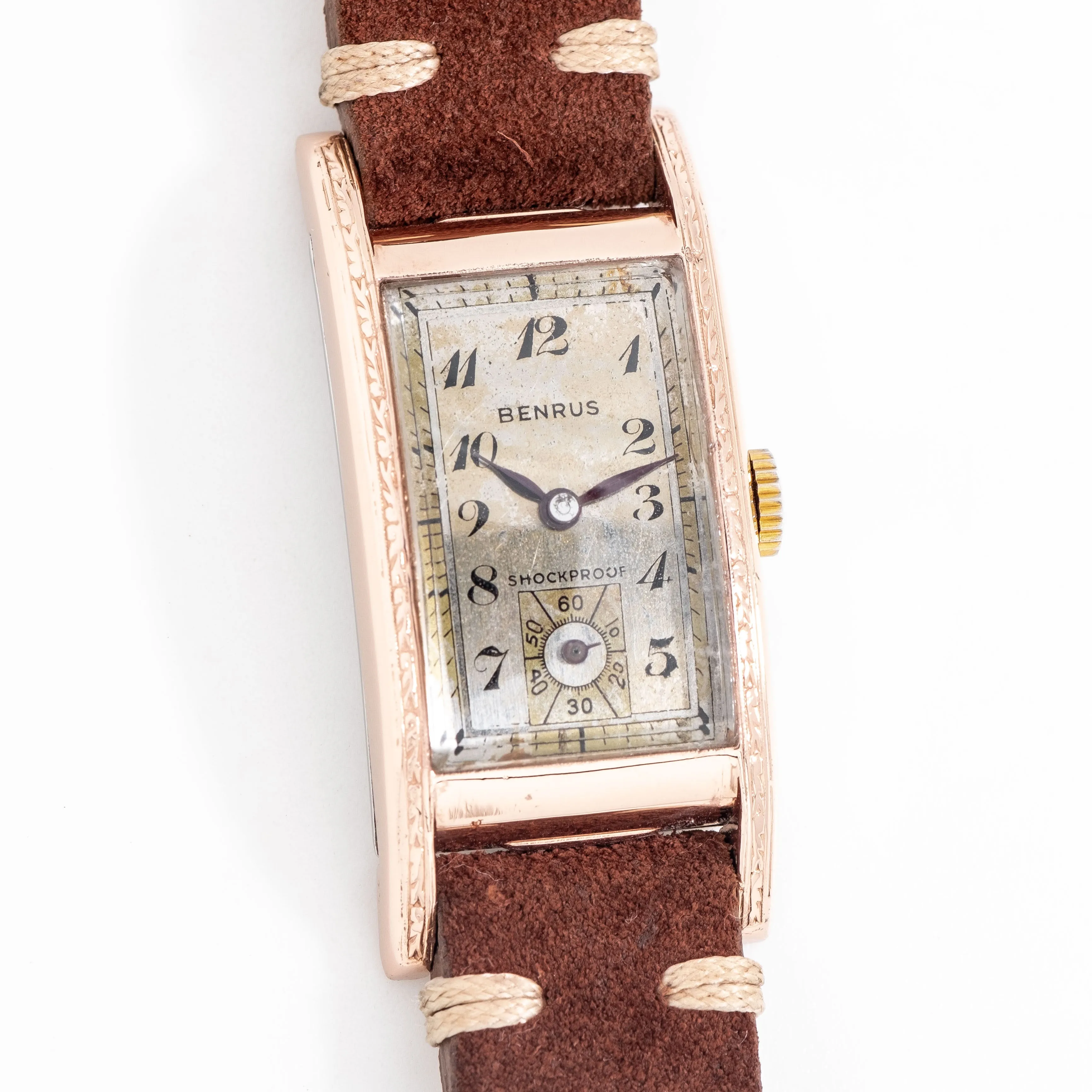 1940's Vintage Benrus "Curvex" Style 14k Rose Gold Plated Watch (# 15210)