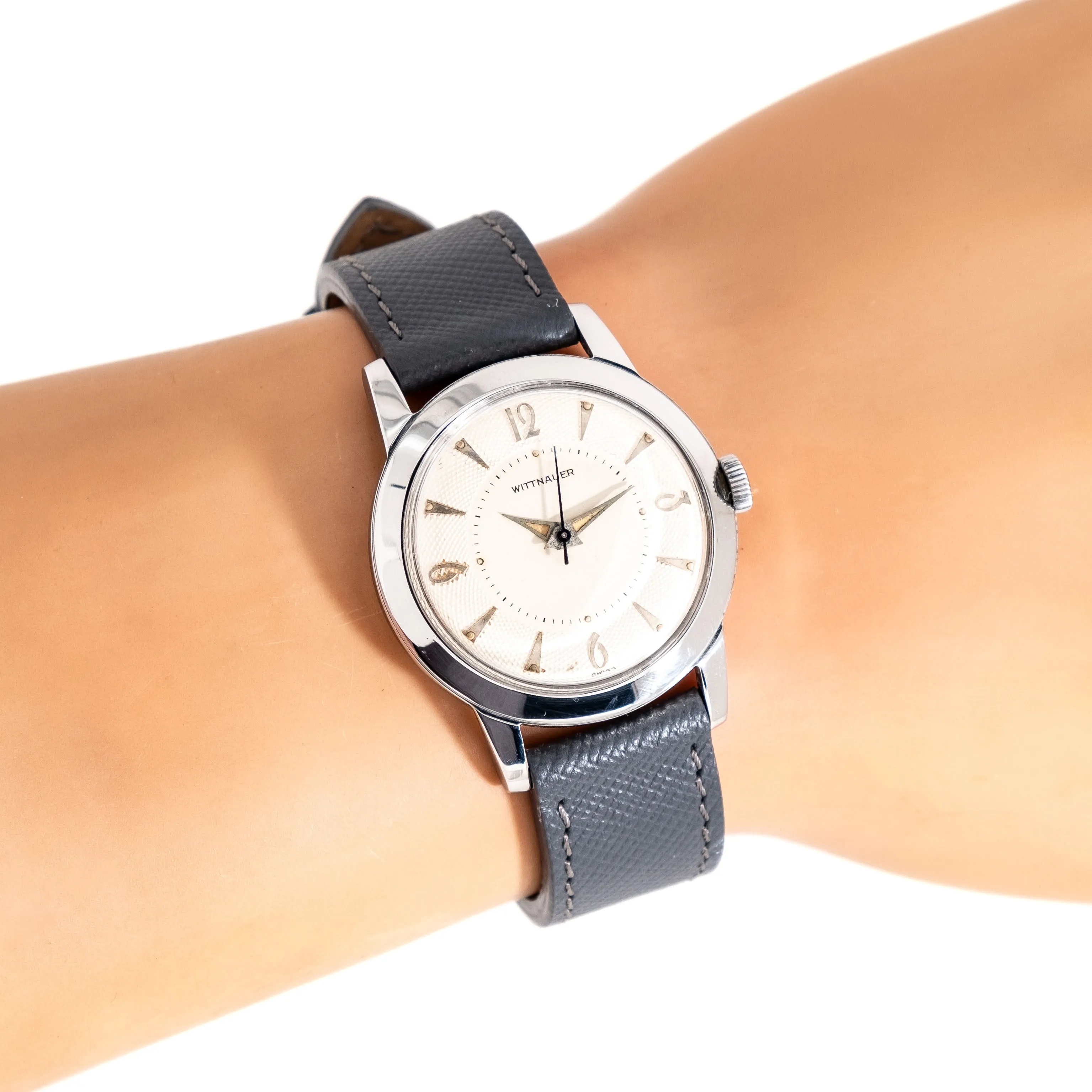 1960's Vintage Wittnauer Ref. 426 Waffle Dial Stainless Steel Watch (# 15217)