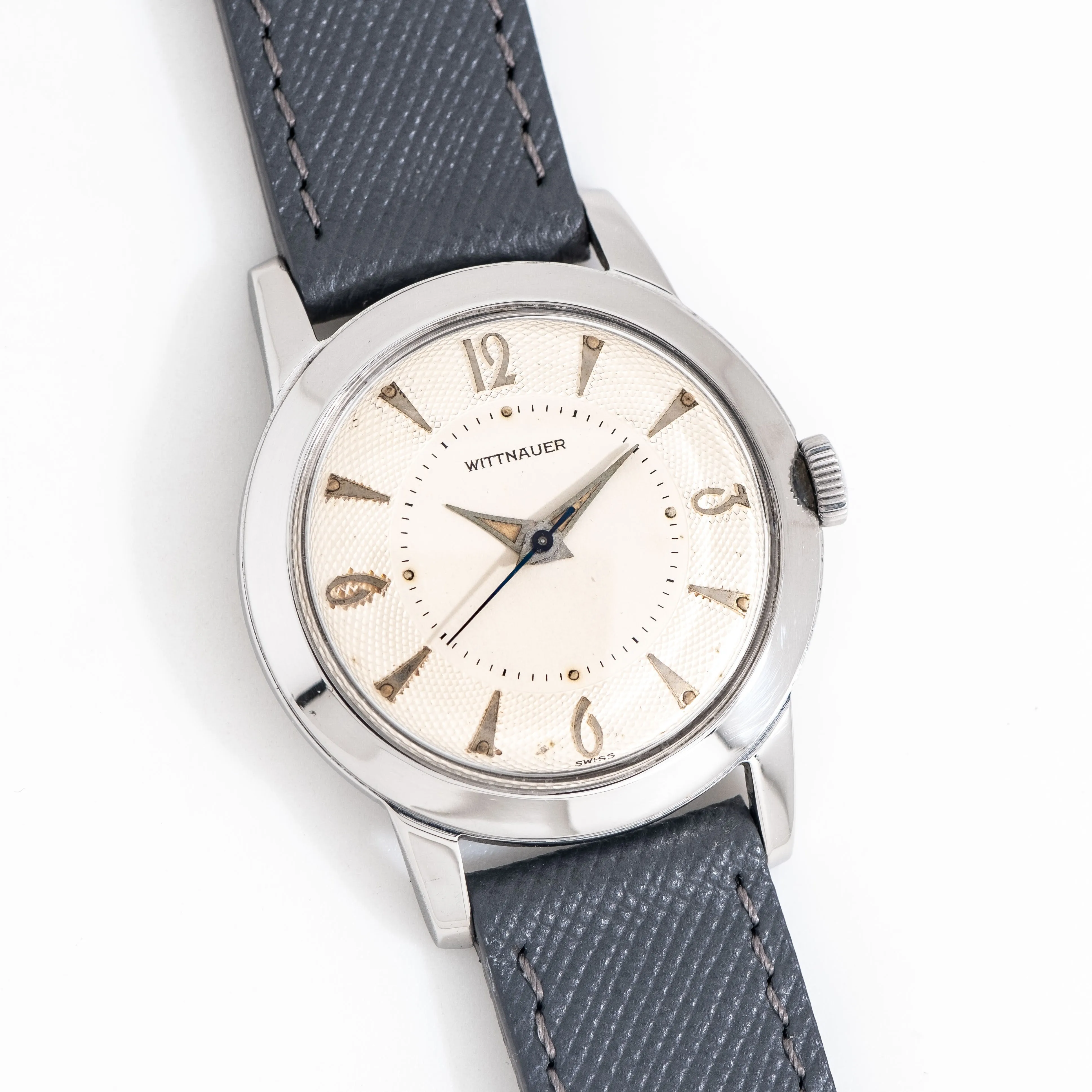 1960's Vintage Wittnauer Ref. 426 Waffle Dial Stainless Steel Watch (# 15217)