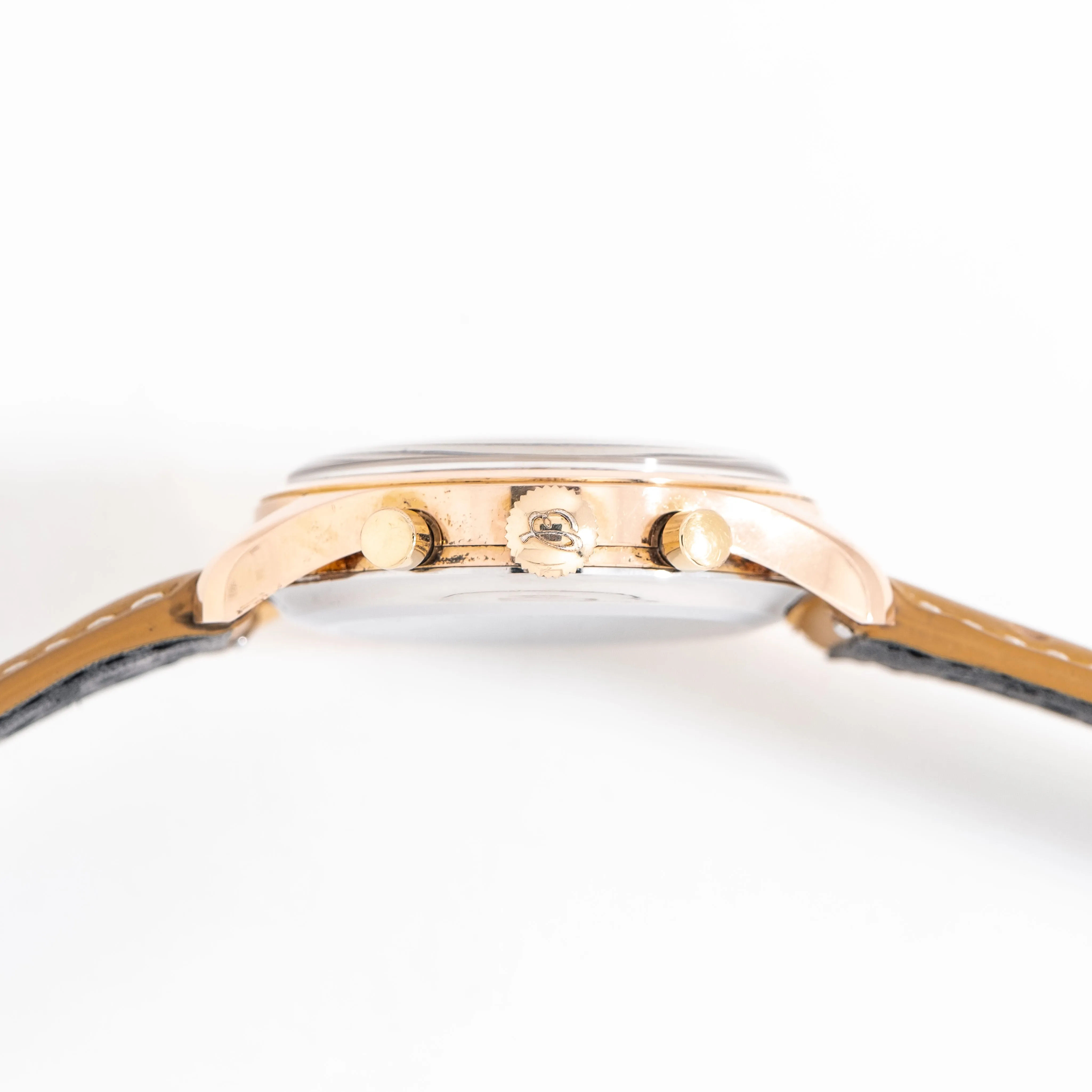 1966 Vintage Breitling Top Time Chronograph Ref. 810 14k Rose Gold Plated Stainless Steel Watch (# 15290)