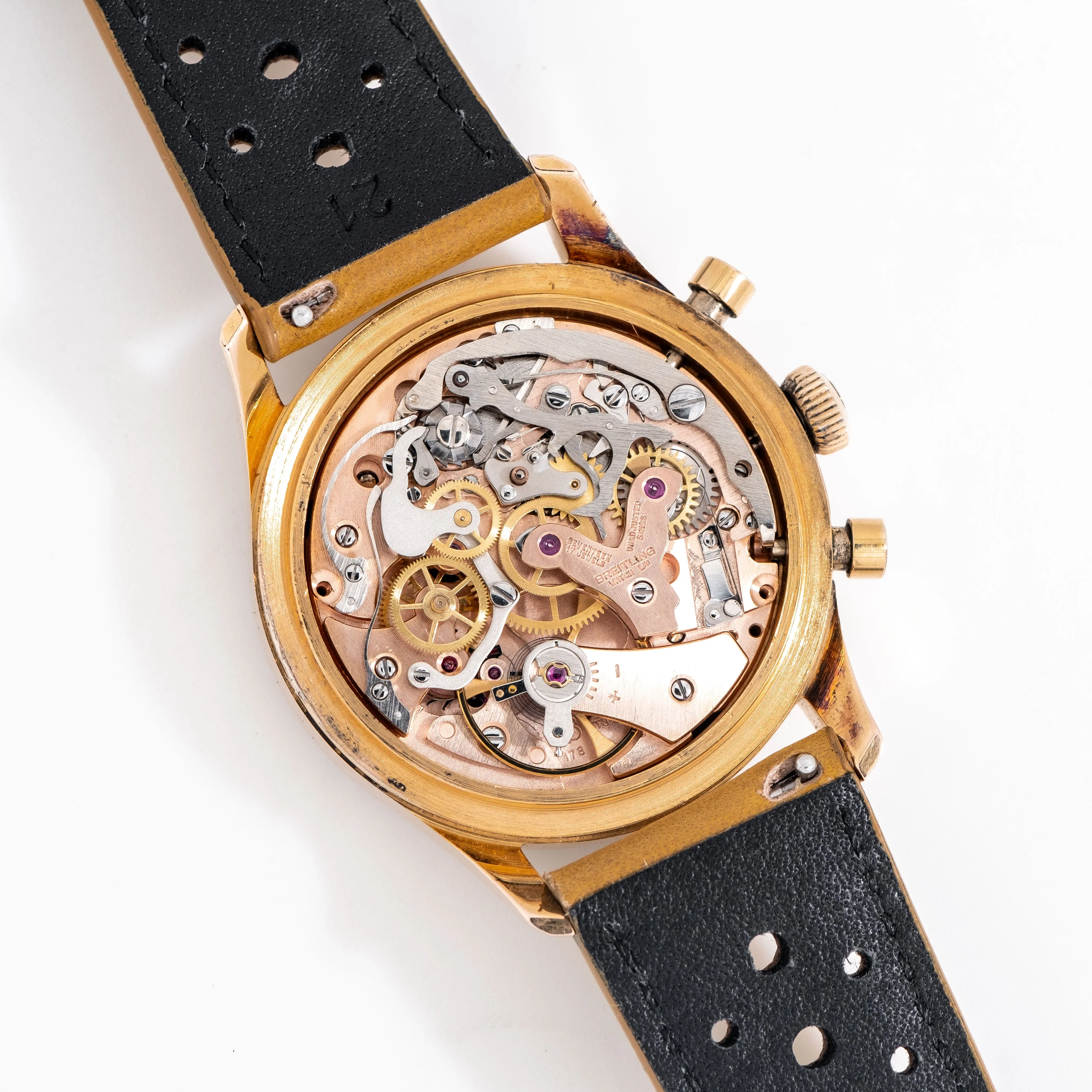 1966 Vintage Breitling Top Time Chronograph Ref. 810 14k Rose Gold Plated Stainless Steel Watch (# 15290)