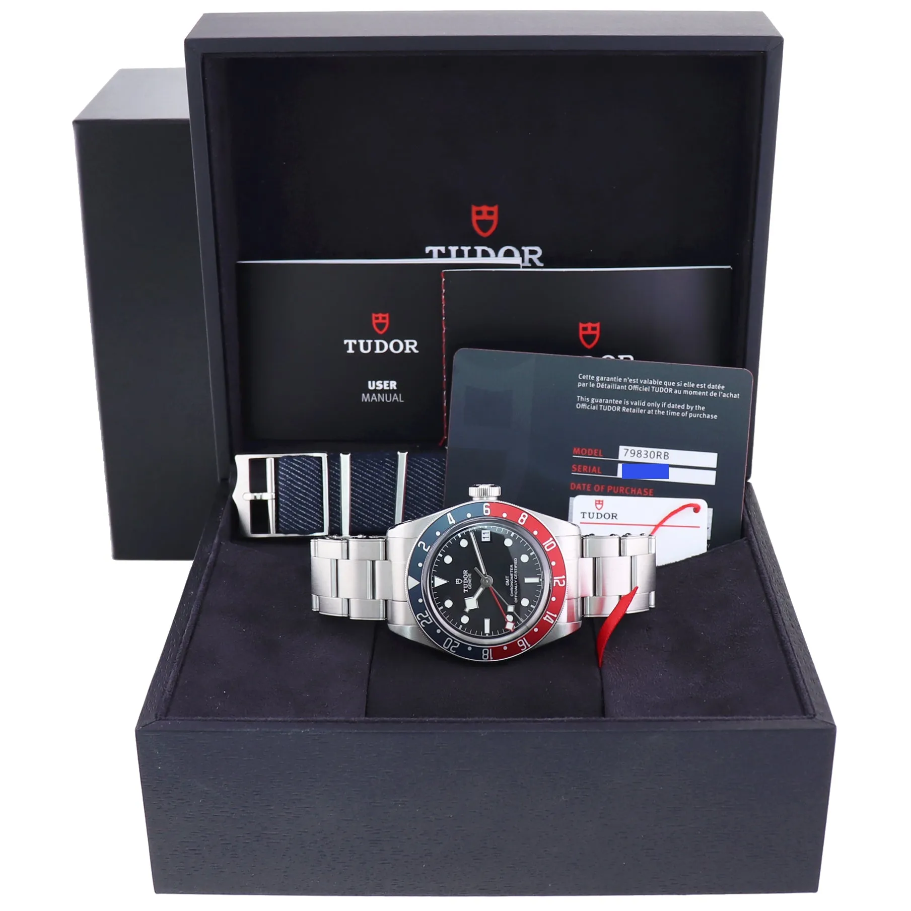 2021 PAPERS Tudor Black Bay 79830RB Pepsi Steel Black GMT Date 41mm Watch Box