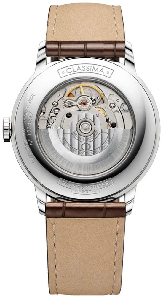 Baume & Mercier Classima Automatic Silver-Tone Dial Brown Leather Strap Date Mens Watch MOA10263