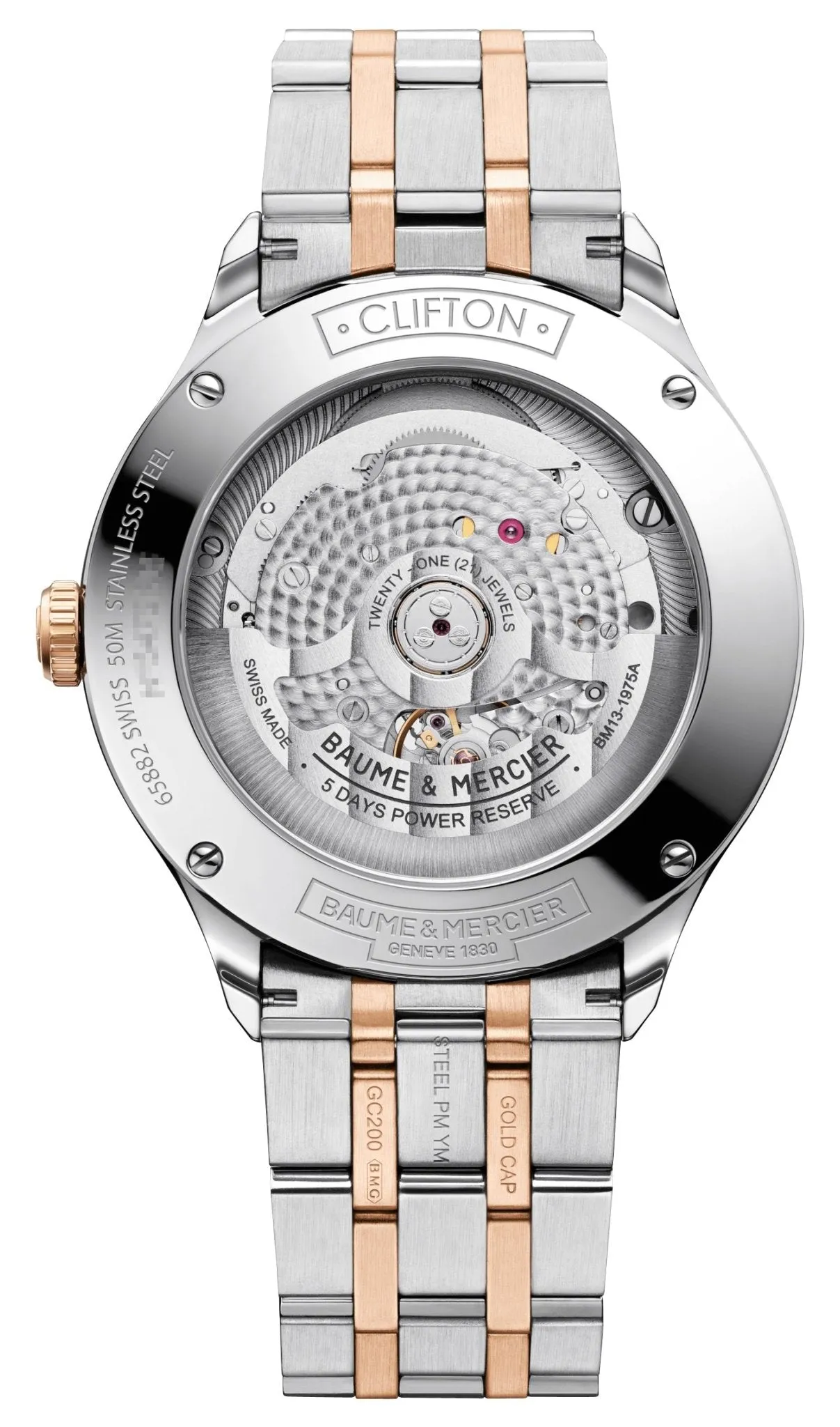 Baume & Mercier Clifton Baumatic COSC Automatic 18K Rose Gold & Steel White Dial Date Mens Watch M0A10458