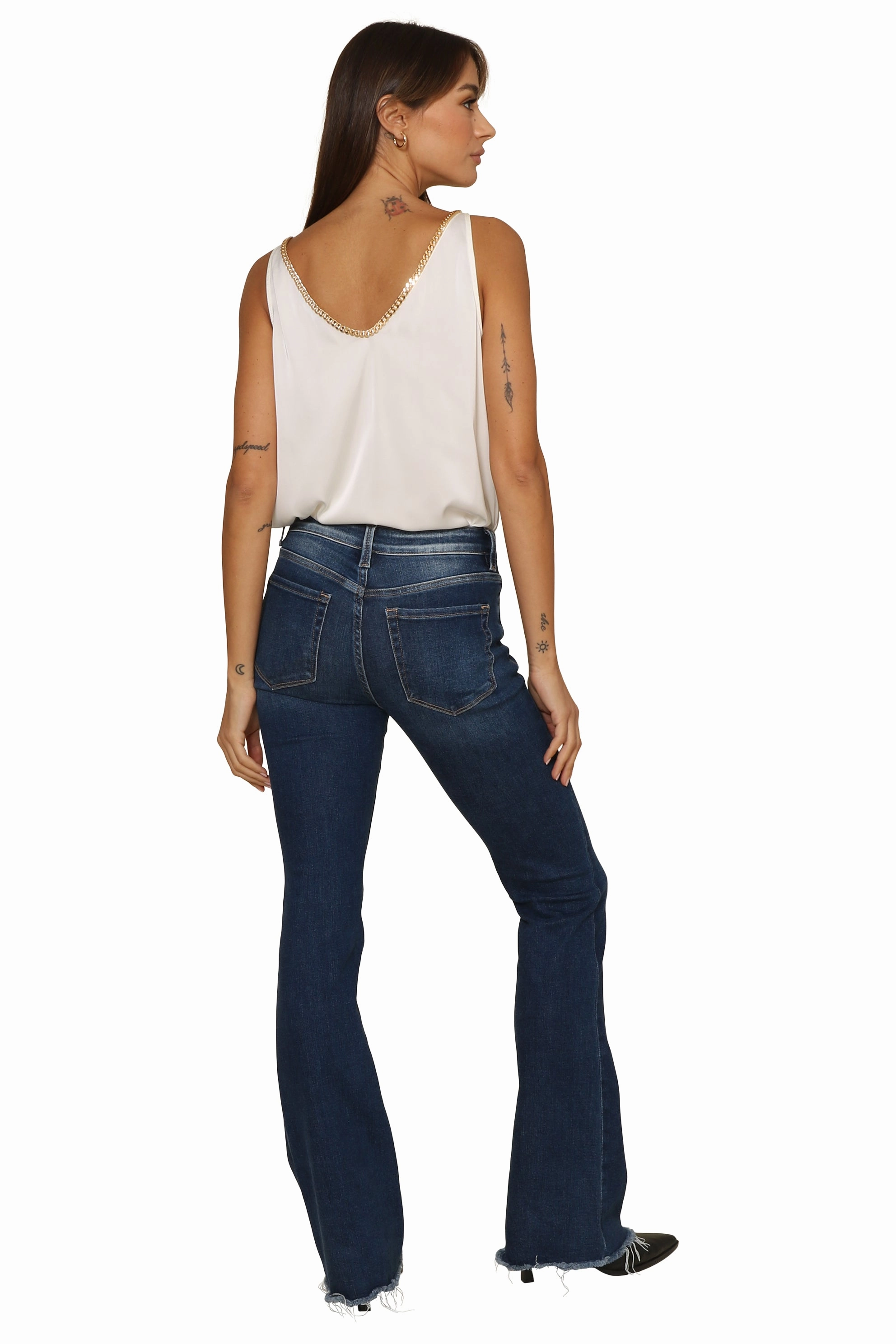 Chain V-neck Satin Tank