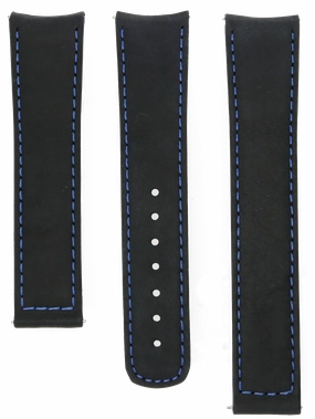 Formex Essence Deployant Black/Blue Leather Strap 22mm