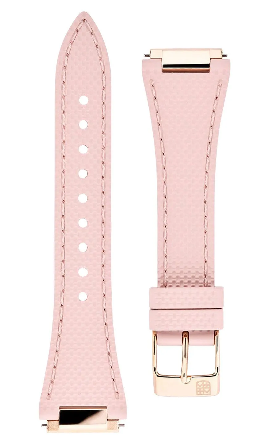 Frederique Constant Highlife Steel & Rose Gold Plated Silver Dial Diamonds Interchangeable Pink Rubber Strap Date Quartz Womens Watch FC-240VD2NH2B