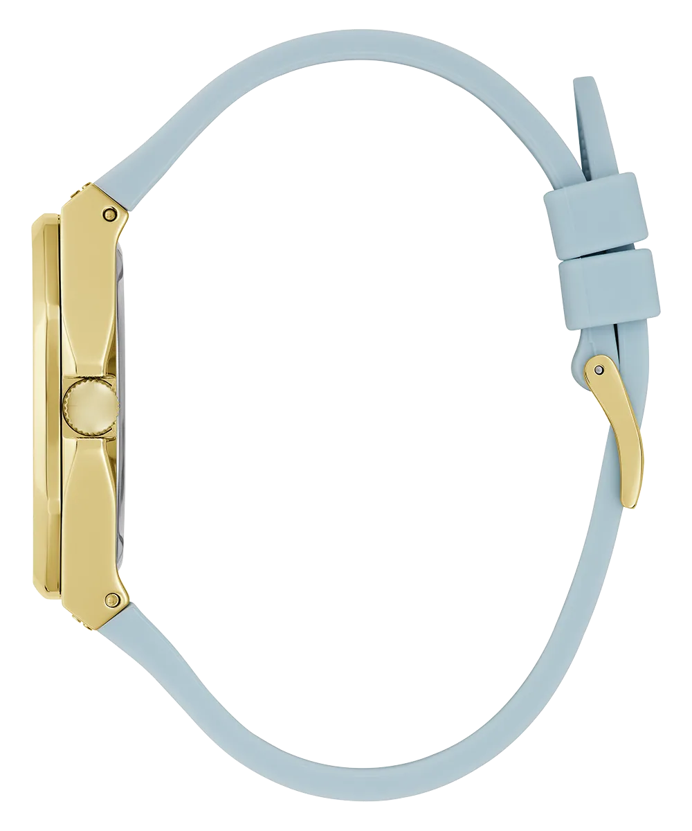GUESS Ladies Light Blue Gold Tone Multi-function Watch