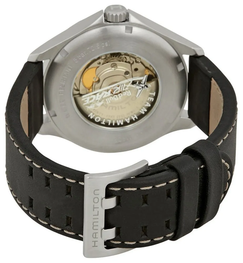 Hamilton Khaki Aviation Air Race Automatic Black and Orange Dial Date Black Leather Men’s Strap Watch H76535731