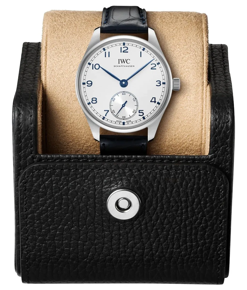 IWC Portugieser Automatic Stainless Steel Silver-Tone Dial Blue Leather Strap Mens Watch IW358304