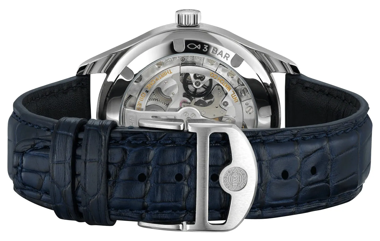 IWC Portugieser Automatic Stainless Steel Silver-Tone Dial Blue Leather Strap Mens Watch IW358304