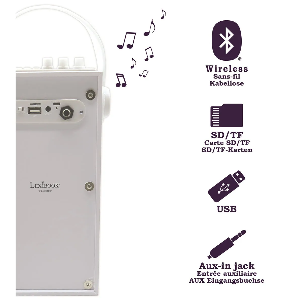 LEXIBOOK iParty® Trendy Portable Bluetooth® Speaker with mic and amazing lights effects
