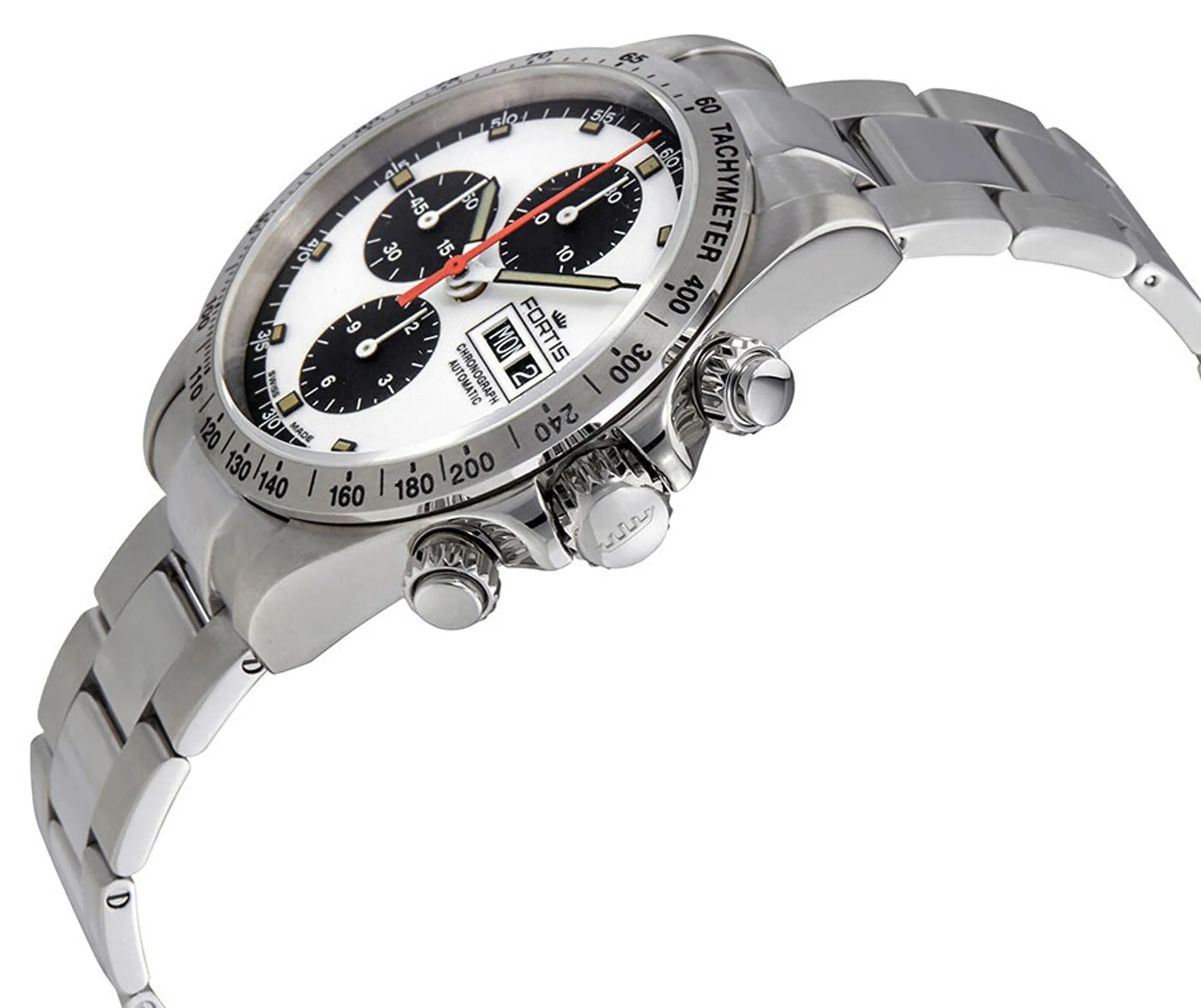 Limited Edition Fortis Stratoliner Parabola Automatic Chronograph Stainless Steel White Dial Day/Date Mens Watch F2340005