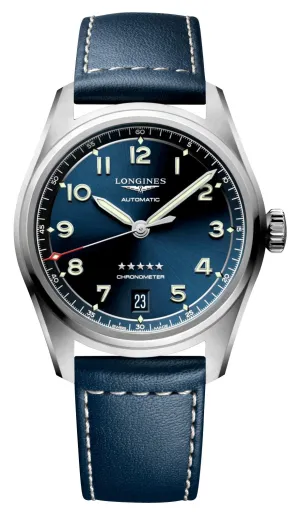Longines Spirit Automatic COSC Stainless Steel Blue Dial Blue Leather Strap Date Unisex Watch L3.410.4.93.0