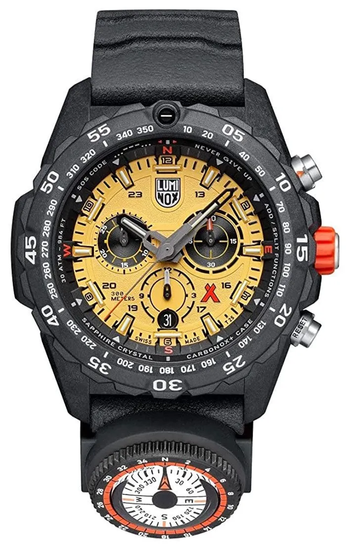 Luminox Bear Grylls Survival Chronograph CARBONOX Yellow Dial Black Rubber Strap Compass Date Divers Quartz Mens Watch XB.3745