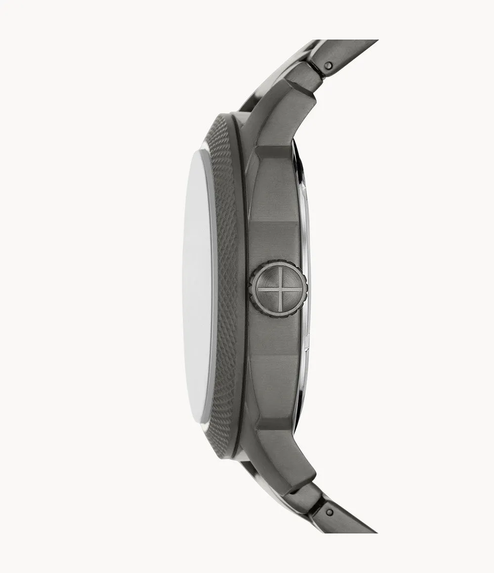 Machine Three-Hand Date Smoke Stainless Steel Watch