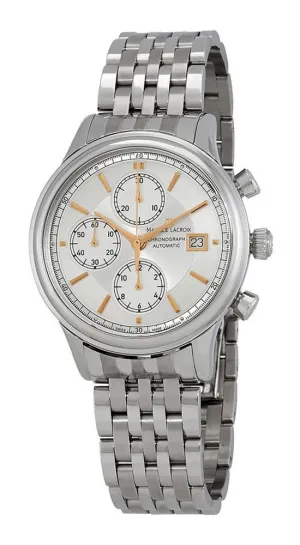 Maurice Lacroix Les Classiques Automatic Chronograph Mens Watch Silver Dial Date LC6158-SS002-130-1