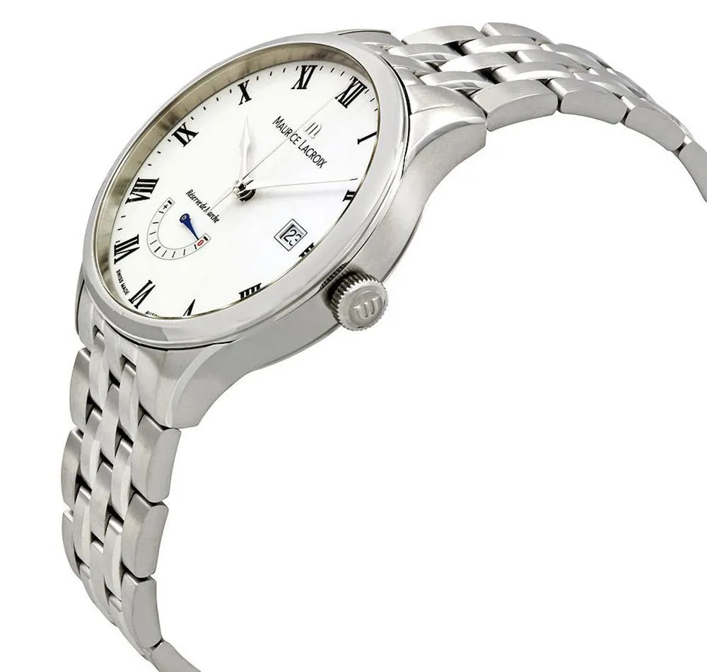 Maurice Lacroix Masterpiece Reserve de Marche Automatic Steel Mens Watch Date MP6807-SS002-112-1