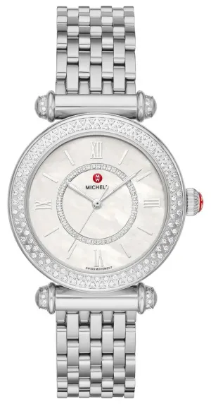 Michele Caber Mid Stainless Steel Mother-of-Pearl Dial Diamonds Womens Watch MWW16E000008