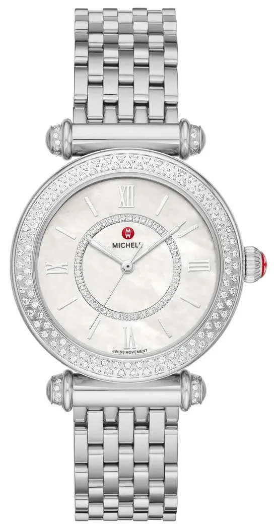 Michele Caber Mid Stainless Steel Mother-of-Pearl Dial Diamonds Womens Watch MWW16E000008