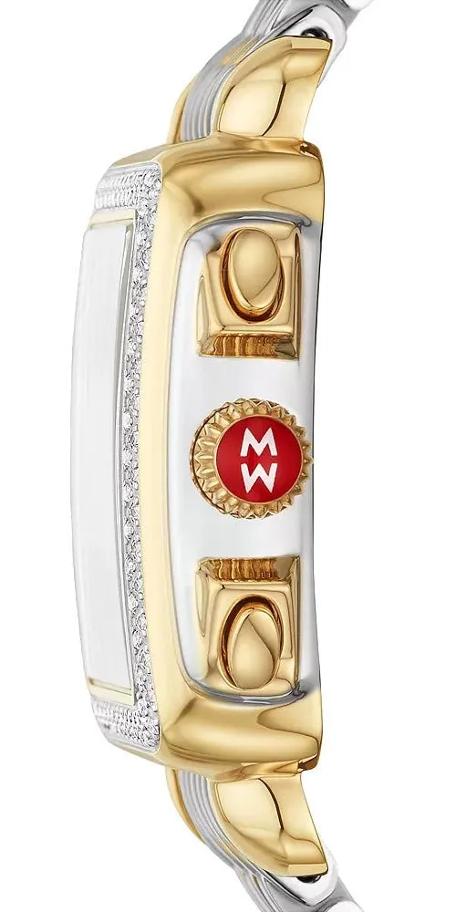 Michele Deco Chronograph Blue Mother-of-Pearl Dial Date Two-Tone Stainless Steel & Diamonds Womens Watch MWW06A000809