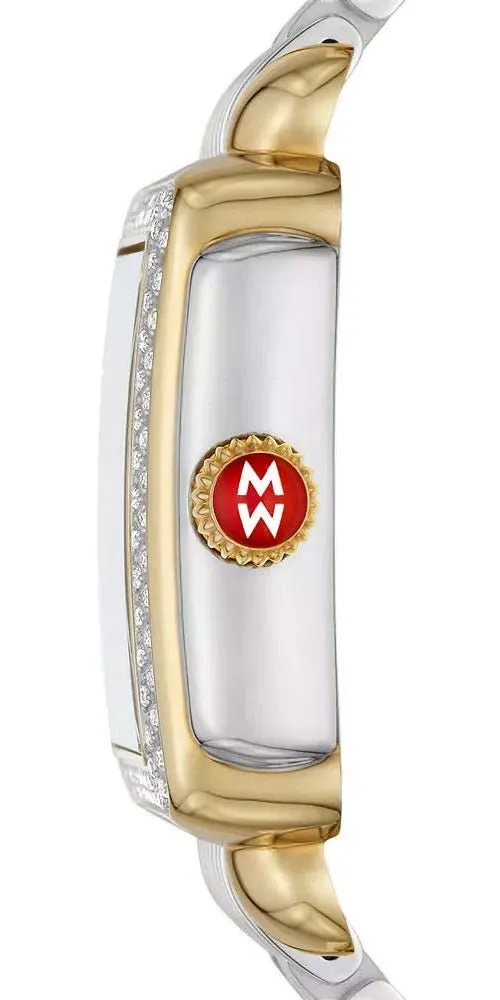 Michele Deco Madison Diamonds Two-Tone Steel Midnight Blue Mother-of-Pearl Dial Date Rectangle Womens Watch MWW06T000239