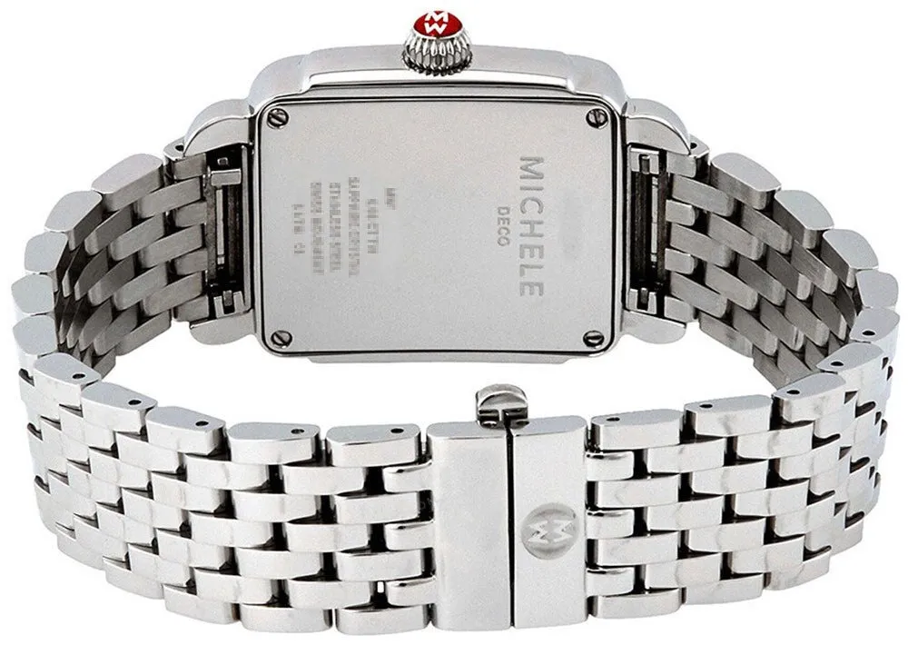 Michele Deco Mid Stainless Steel Mother-of-Pearl Dial Diamonds Rectangle Womens Watch MWW06V000001
