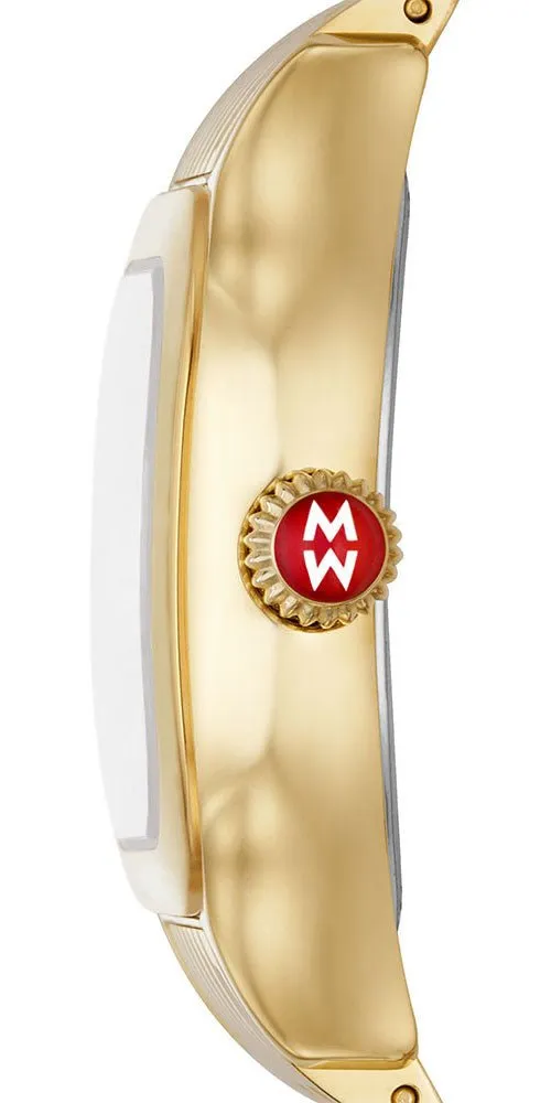 Michele Meggie 18K Gold-Plated Steel Diamonds Square Gold Dial Womens Watch MWW33B000013