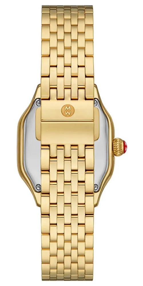 Michele Meggie 18K Gold-Plated Steel Diamonds Square Gold Dial Womens Watch MWW33B000013