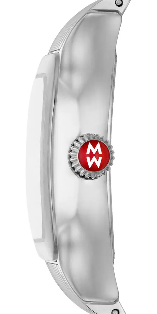 Michele Meggie Stainless Steel Square Silver Mirror Dial Diamonds Womens Watch MWW33B000012