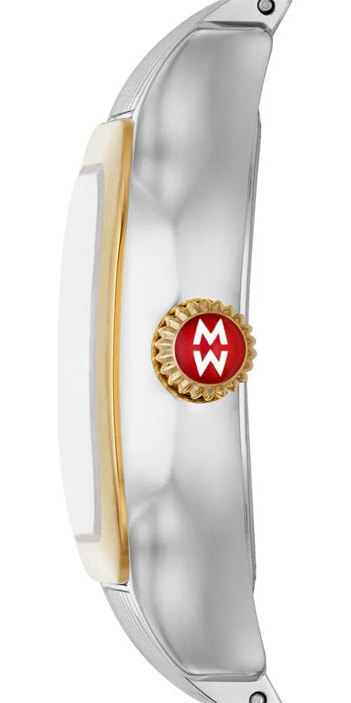 Michele Meggie Two-Tone Steel Diamonds Square Blue Dusk Mother-of-Pearl Dial Womens Watch MWW33B000015