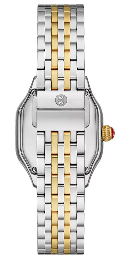 Michele Meggie Two-Tone Steel Diamonds Square Blue Dusk Mother-of-Pearl Dial Womens Watch MWW33B000015