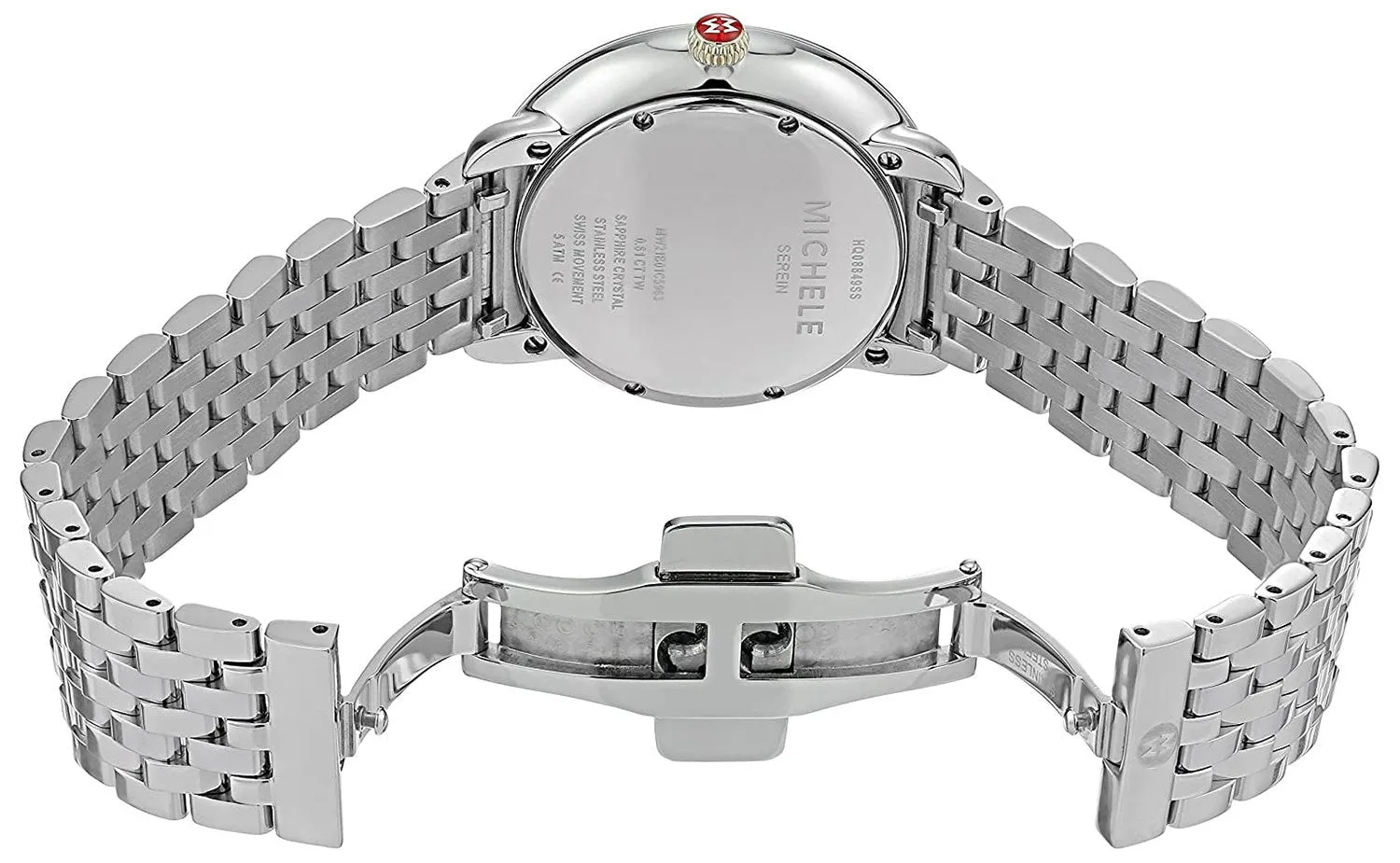 Michele Serein Stainless Steel Diamond Mother-Of-Pearl Dial Date Quartz Womens Watch MWW21B000030