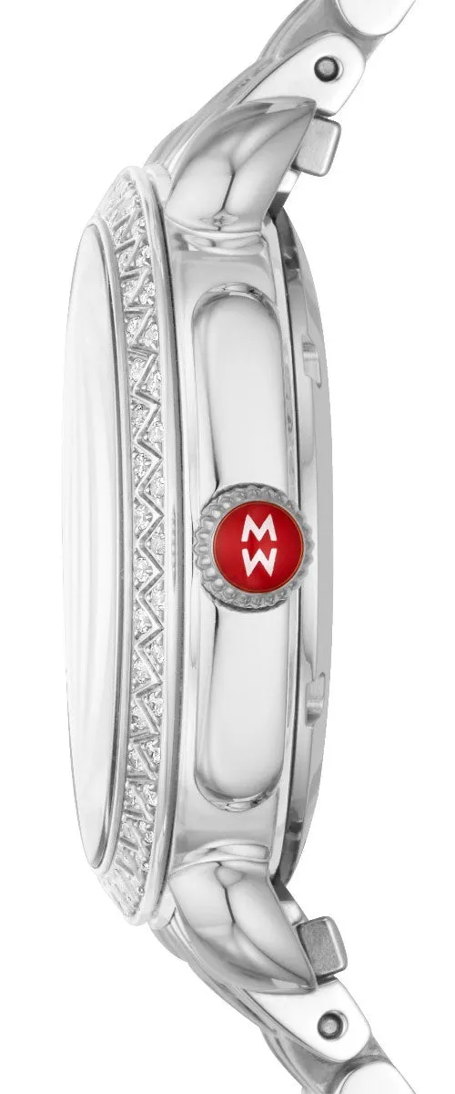 Michele Sidney Classic Stainless Steel Mother-of-Pearl Dial Diamonds Womens Watch MWW30B000001