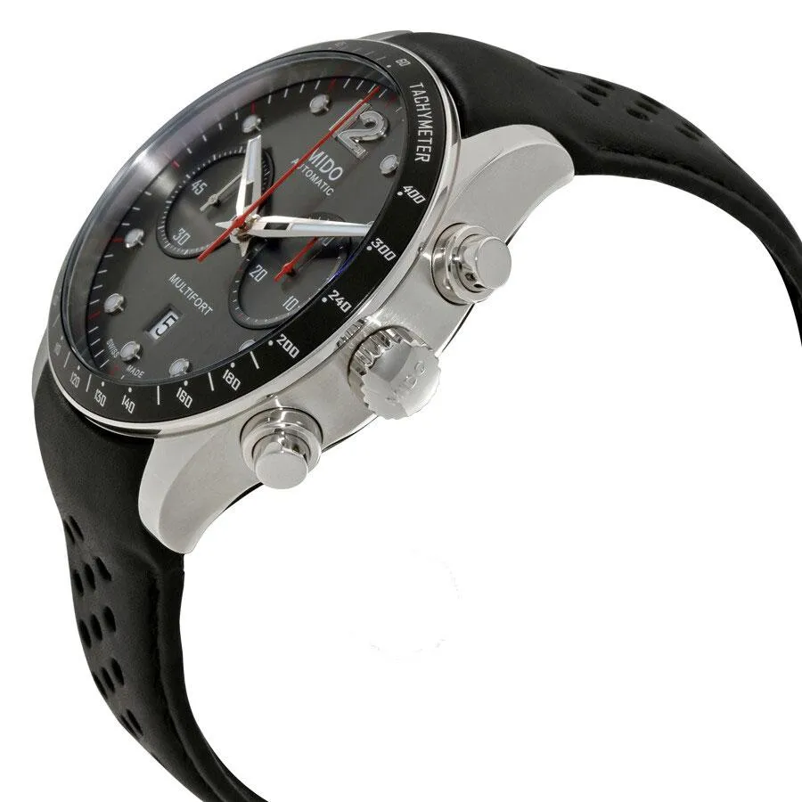 Mido Multifort Automatic Chronograph Black Leather Strap Black Dial Date Mens Watch M025.627.16.061.00