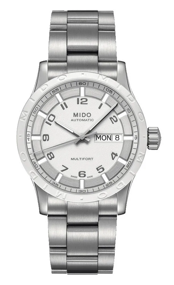 Mido Multifort Stainless Steel White Dial Day-Date Automatic Unisex Watch M018.830.11.012.00