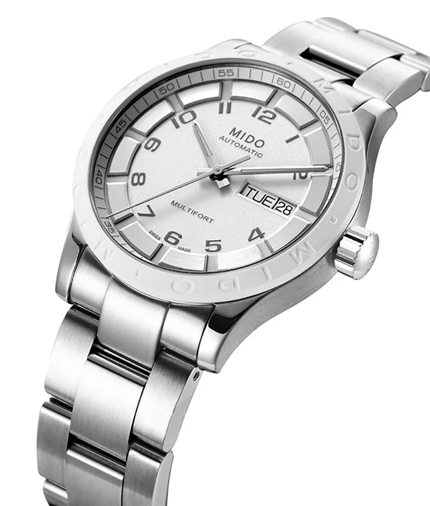 Mido Multifort Stainless Steel White Dial Day-Date Automatic Unisex Watch M018.830.11.012.00