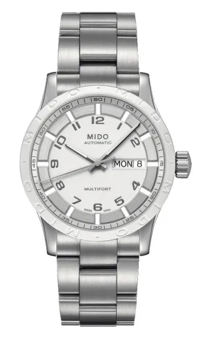 Mido Multifort Stainless Steel White Dial Day-Date Automatic Unisex Watch M018.830.11.012.00