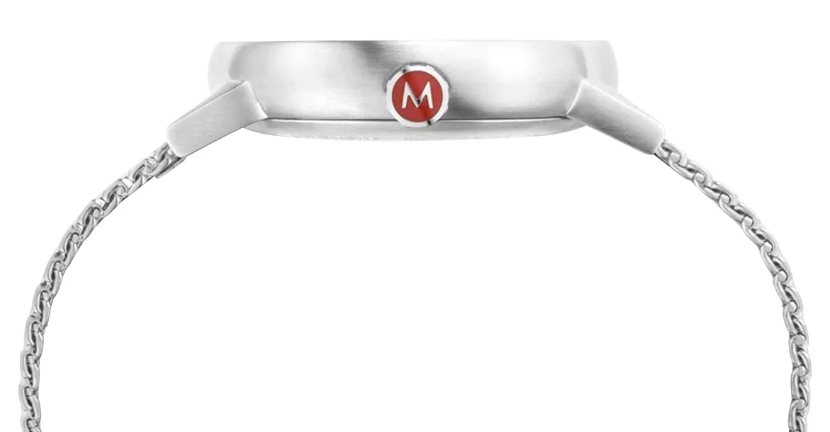 Mondaine EVO2 Stainless Steel Mesh White Dial Date Quartz Mens Watch MSE.40210.SM
