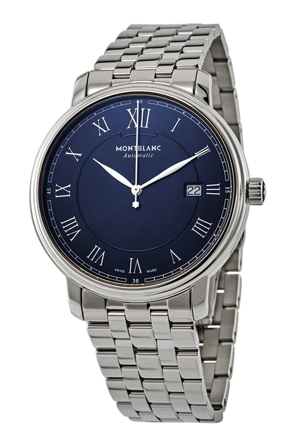 Montblanc Tradition Automatic Stainless Steel Calendar Blue dial Mens Watch 117830