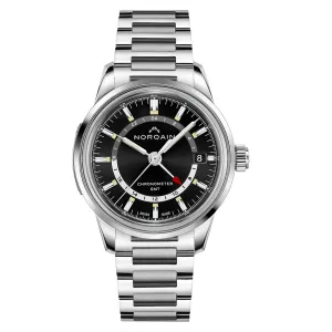 NORQAIN FREEDOM 60 GMT WATCH, 40MM BLACK DIAL, NN2100AG/B211/201SG