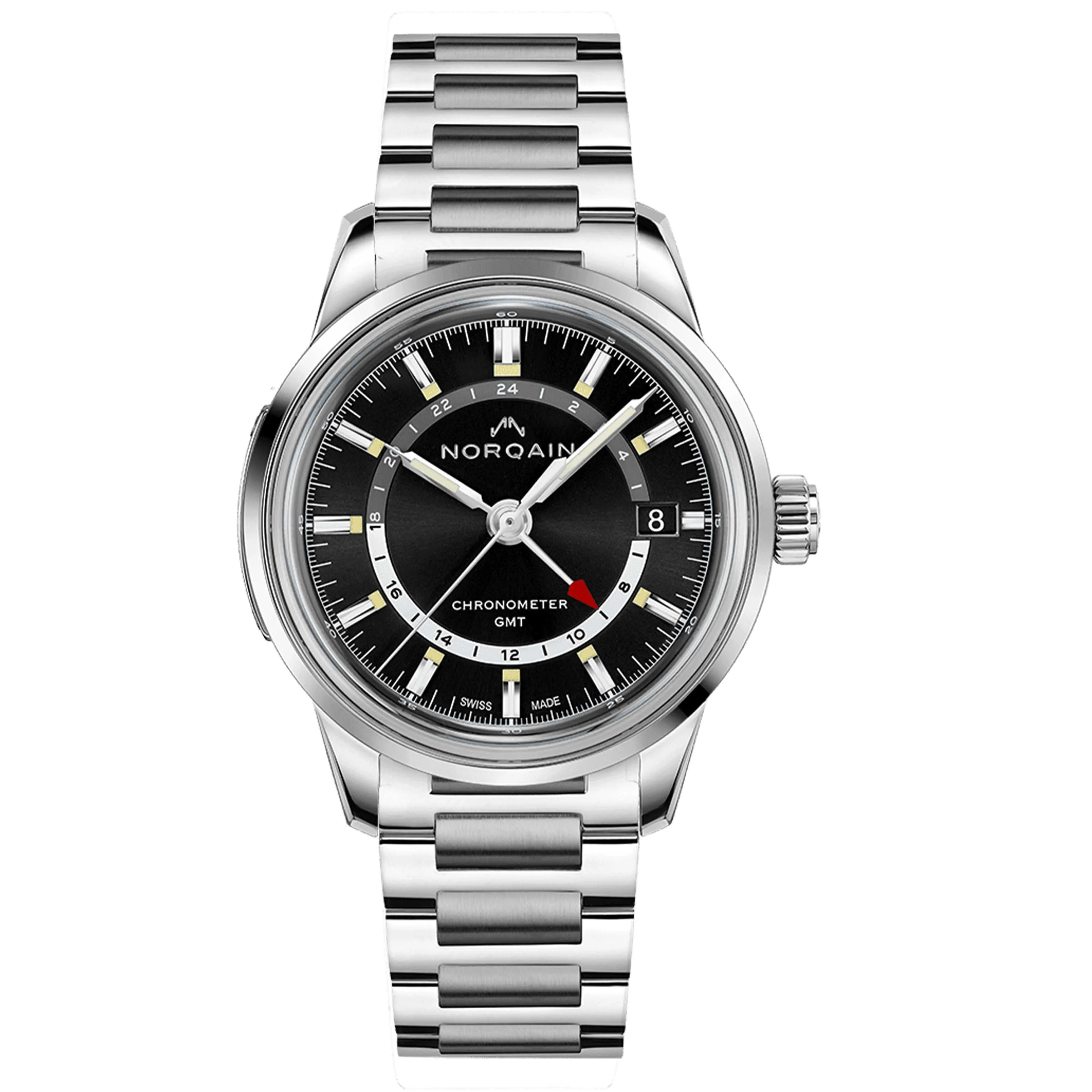 NORQAIN FREEDOM 60 GMT WATCH, 40MM BLACK DIAL, NN2100AG/B211/201SG