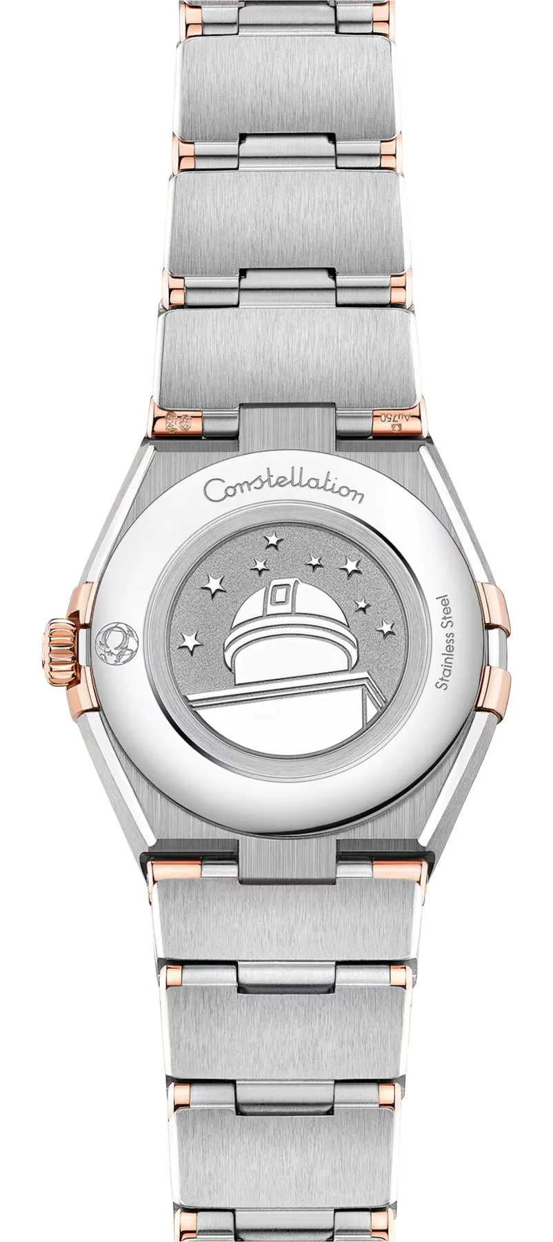 Omega Constellation Stainless Steel & 18K Rose Gold Silver Dial Diamonds Quartz Womens Watch 131.25.25.60.52.001