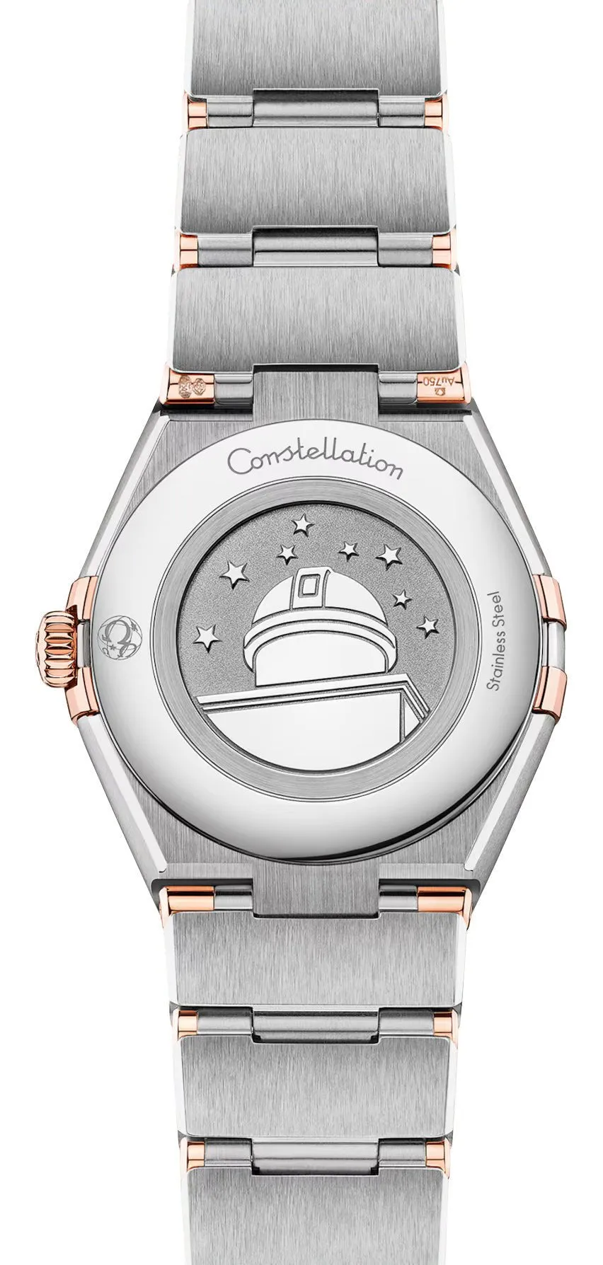 Omega Constellation Stainless Steel & 18K Rose Gold Silver Dial Diamonds Quartz Womens Watch 131.25.28.60.52.001