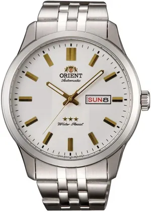 Orient TriStar Automatic Stainless Steel White Dial Day-Date Mens Watch RA-AB0014S19B