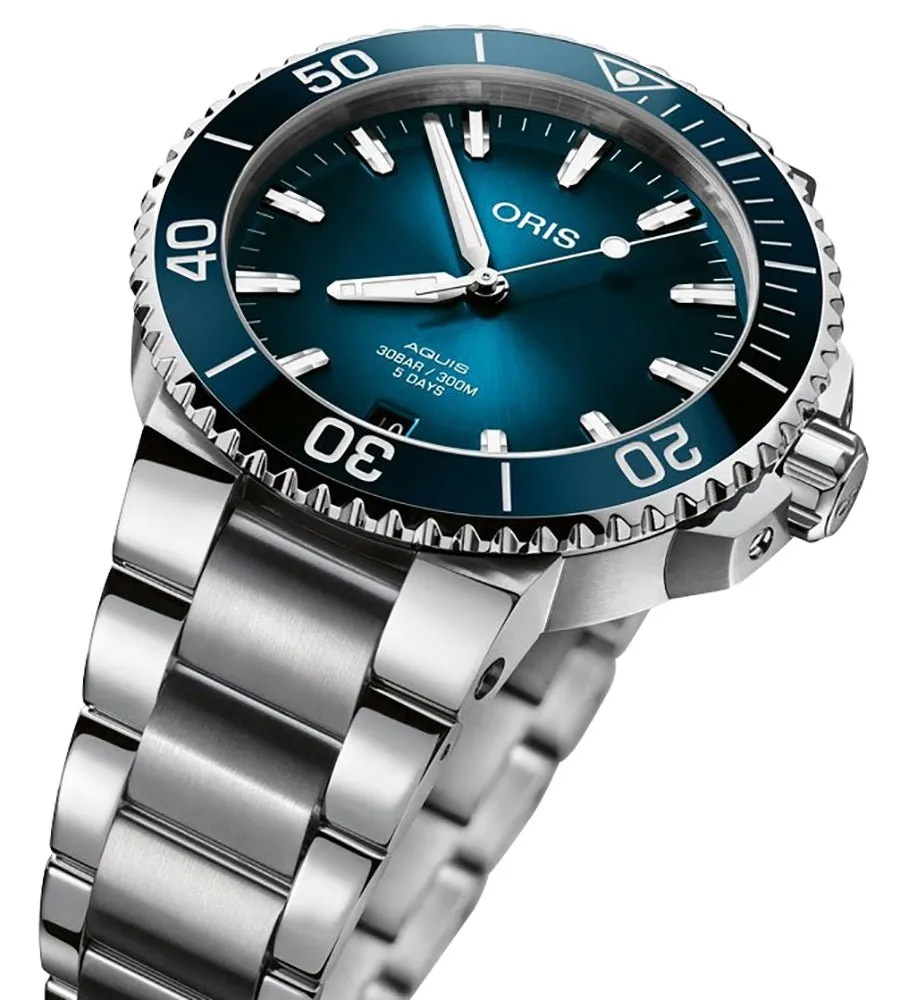 Oris Aquis Automatic Stainless Steel Blue Dial Date Divers Mens Watch 400 7769 4135-07 8 22 09PEB