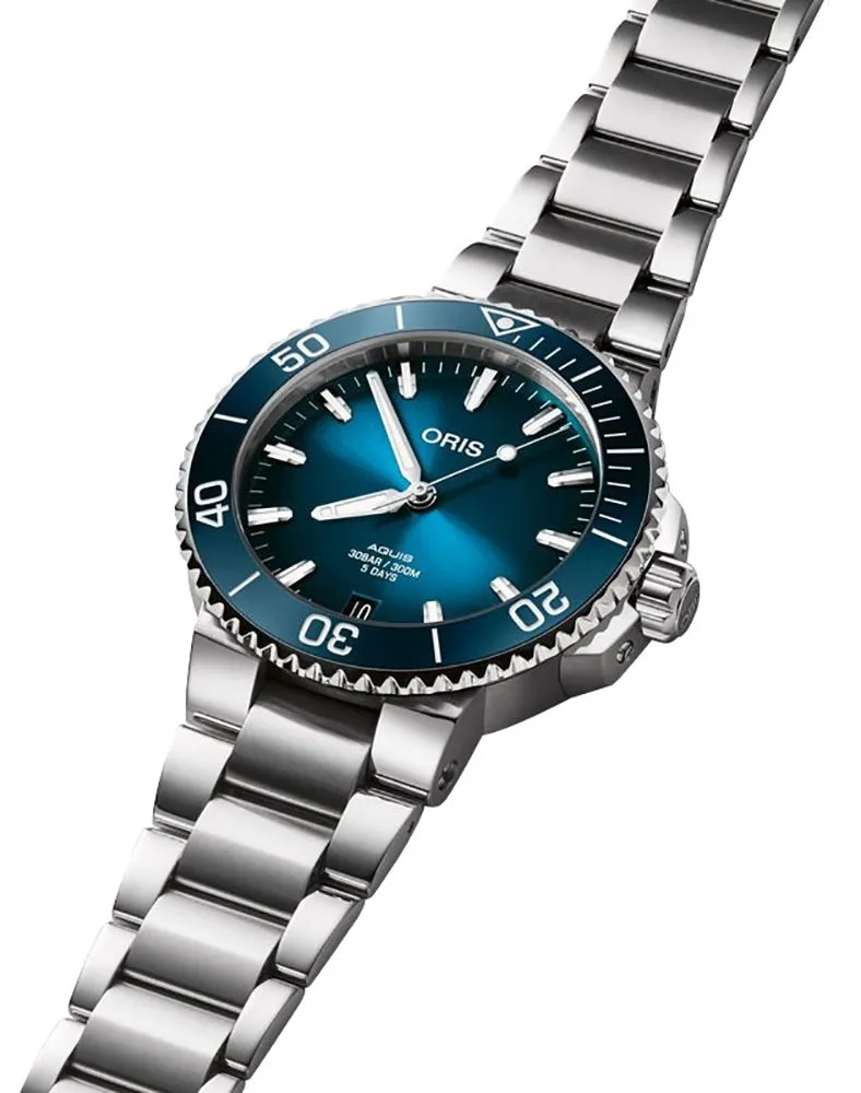 Oris Aquis Automatic Stainless Steel Blue Dial Date Divers Mens Watch 400 7769 4135-07 8 22 09PEB